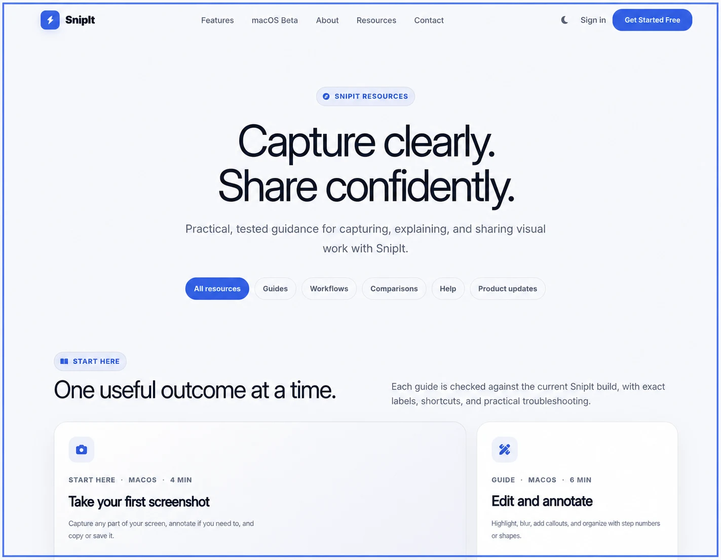 A privacy-safe real Scroll Snip selection around the SnipIt Resources webpage